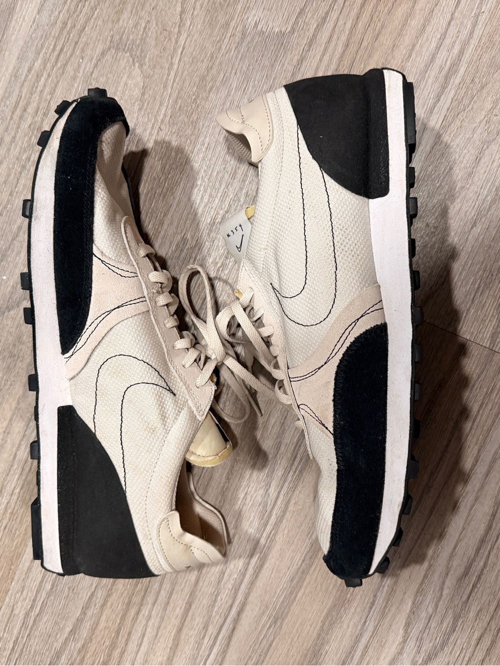 Nike Beige and Black Retro Runner Sneakers